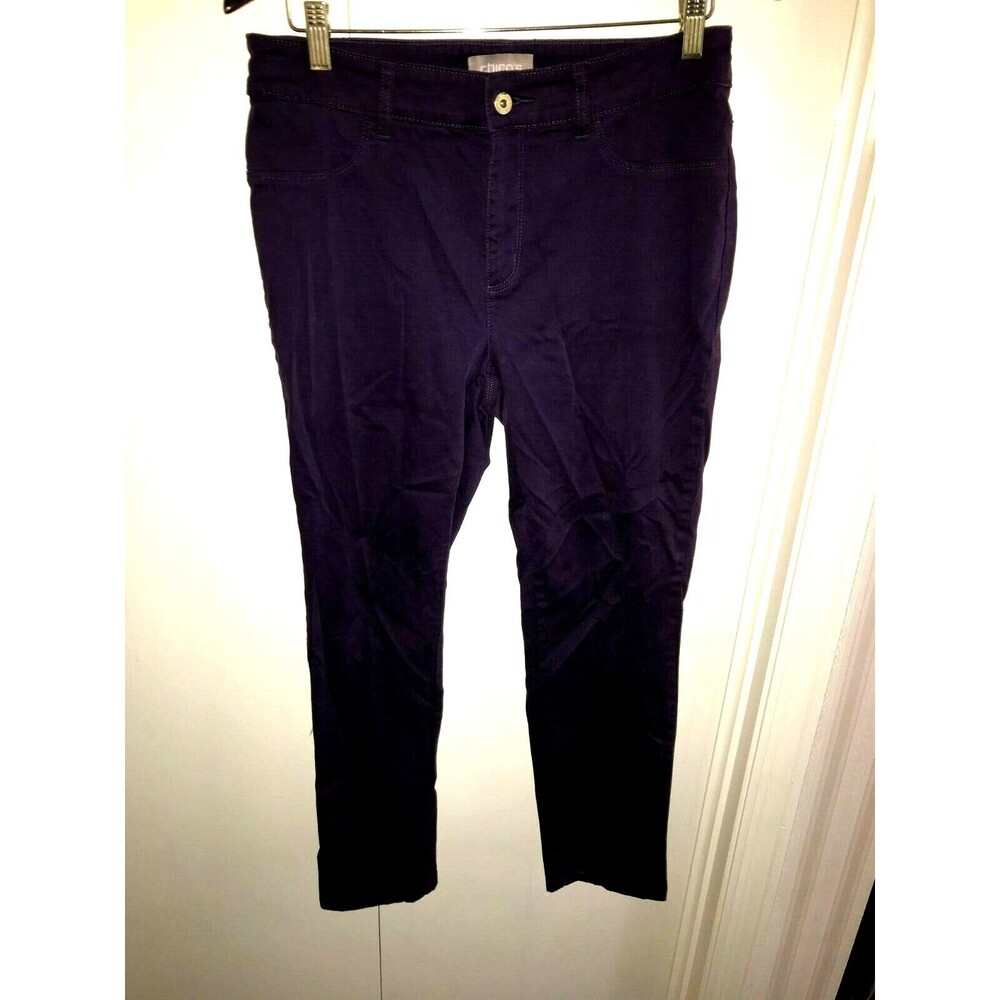 Chico's Pants Womens 6R (0.5R) Slimming Purple Girlfriend Slim Ankle Pants